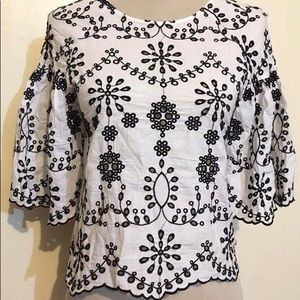 Zara Black and White Cropped Blouse